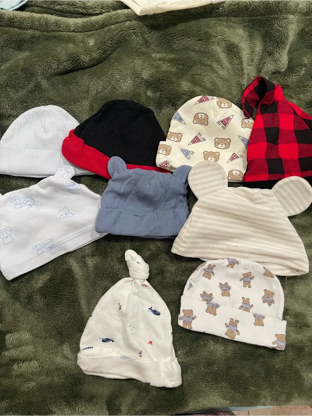 Assorted Baby Beanie Hat Bundle - Neutral & Patterned Colors